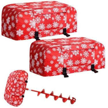 Imagem de Sadnyy Capa de eixo helicoidal de gelo com bolsos, capa de helicoidal de gelo marinho resistente à prova d'água para acessórios de pesca, bolsa protetora à prova d'água com bolsos de armazenamento