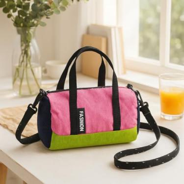 Imagem de Bolsa transversal estilo coreano para homens e mulheres, pequena bolsa de ombro ao ar livre com fecho de zíper para passeios diários, rosa, Tendência