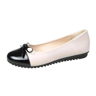 Imagem de Sapatos femininos casuais versáteis legais estilo britânico com laço sapatos de bico redondo estilo outono e inverno mocassins confortáveis e de alta qualidade, Bege, 37 BR