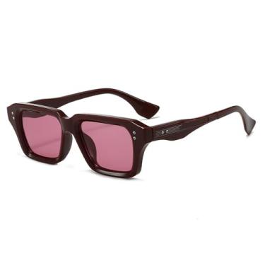 Imagem de Óculos de Sol UV400 - Cores Vibrantes com Rebites e Lentes Transparentes para Homens e Mulheres, Ideais para Esportes, Corrida, Ciclismo e Atividades ao Ar Livre, Cor Vinho Tinto