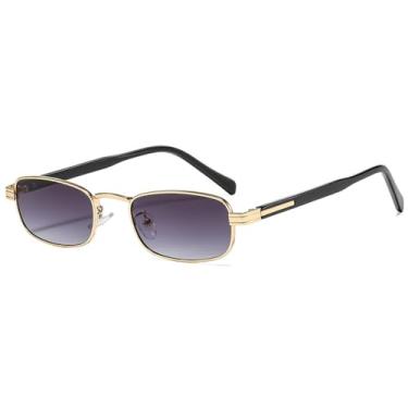 Imagem de Óculos de Sol com Armação Pequena de Metal, Proteção UV400, para Esportes ao Ar Livre, Corrida e Ciclismo, Lentes Cinza Degradê Douradas, Unissex