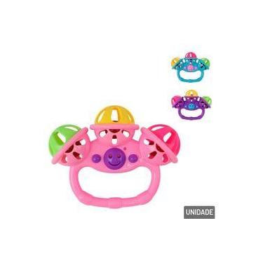 Imagem de Chocalho para Bebê Triplo Colorido 10cm Brinquedo Sensorial Sonoro - A
