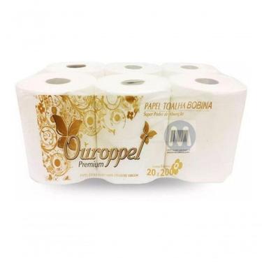 Imagem de Papel Toalha Bobina 100% Celulose Bom Ouroppel 6 Rolos 200m