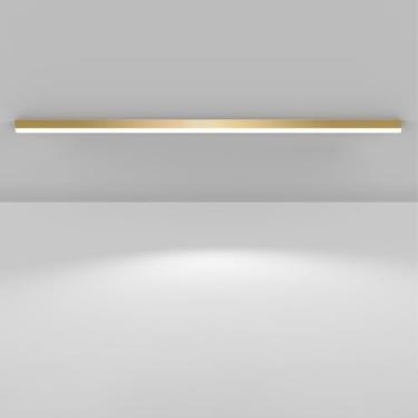 Imagem de GZZBMY LED Candeeiro de teto moderno minimalista longas luzes de teto metal alumínio acrílico candeeiros teto interior para quarto sala de estar corredor restaurante (luz branca dourada, 80 cm)