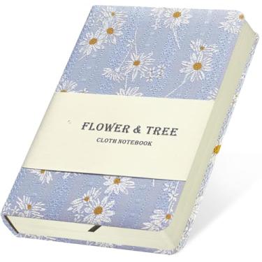 Imagem de ipoul Presentes margaridas para mulheres, caderno de bolso A6, diário de tecido floral, caderno forrado de 10 x 15 cm, caderno pequeno fofo, diário azul margarida, presente para meninas.