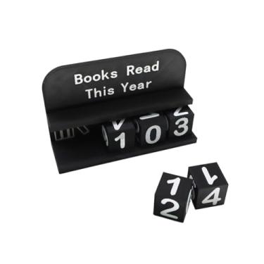 Imagem de Book Counter for Reading Goal Display, 3D Printed Book Counter Sign With 5 Dice, Custom Books Bookshelf & Office Desk Ornament, Gift For Bookwormand, Library Lovers (Black)