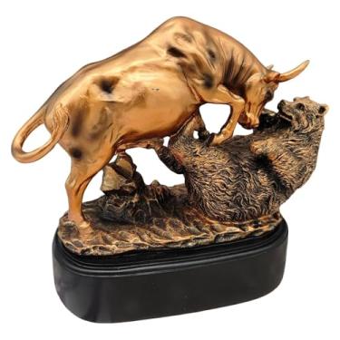 Imagem de Ｂｅｓｇａ Estátua de Touro e Urso em Luta, Escultura Animal, Ornamento, Coleção Moderna, Decoração de Mesa, Estatueta de Resina para Armário, Sala de Estar e