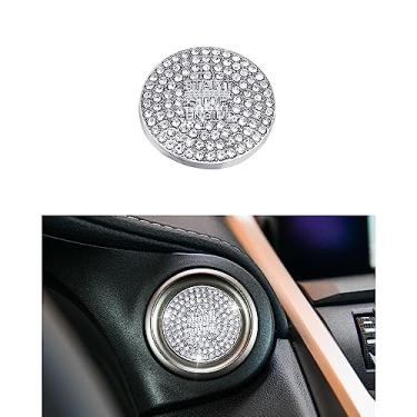 Imagem de 1797 Capa de botão de motor Start Stop adequada para Lexus Accessories RX NX ES is LX RC Bling Car Interior Push to Start Adesivo Decalque Cristais Metal Prata