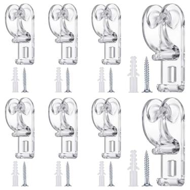 Imagem de 8 peças de suporte de cordão cego, suporte de corda de cortina com clipe P, prendedores verticais transparentes de segurança, retentor de corrente, corrente de segurança e guia de cabo com parafuso de
