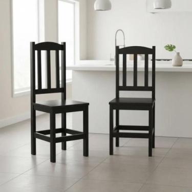 Imagem de Kit 2 Cadeiras Em Madeira Maciça Diamante - Repleta, Preto S/Estofado