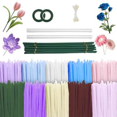 Imagem de 500 peças de limpadores de cachimbo artesanal, 10 limpadores de cachimbo de cores sortidas, hastes de chenille para kit de fabricação de flores, materiais de arte limpadores de cachimbo para projetos