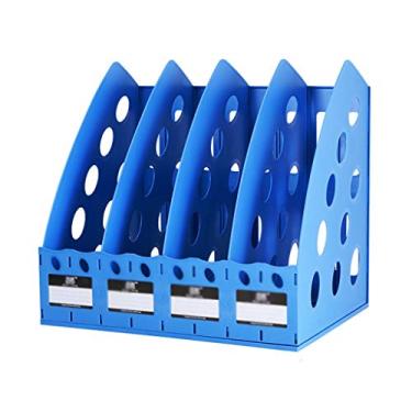 Imagem de Suporte de arquivo de revista, organizador de mesa para organização e armazenamento de escritório, 33,5 x 25,1 x 28,2 cm (cor: azul)