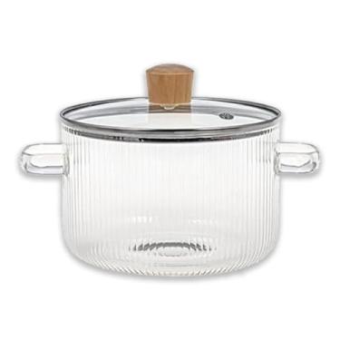 Imagem de Panela de Cozinha Vidro com Tampa Resistente ao Calor - Estufa Borossilicato Clareira para Cozimento na Fogão Distribuição Uniforme Antiaderente Ferramenta Multipropósito