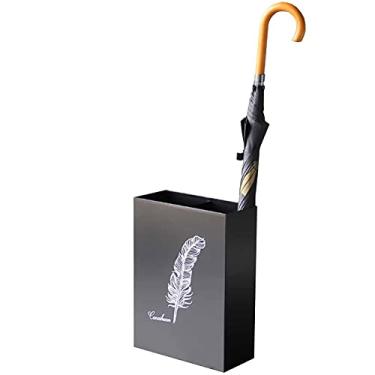 Imagem de 5sssallefaa Suporte de guarda-chuva de metal retangular para hotel porta-guarda-chuva, 30 x 13 x 40 cm, bandeja de gotejamento removível, balde de guarda-chuva à prova de ferrugem para bar