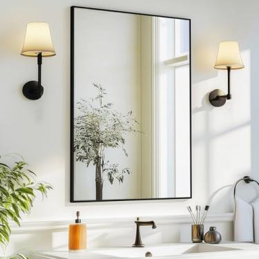 Imagem de Sunniry Espelho para banheiro, espelhos de banheiro para penteadeira 50 x 61 cm, espelhos de parede com moldura de metal de alumínio para quarto, berçário, entrada, sala de estar.