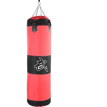 Imagem de 5sssallefaa Saco de boxe vazio saco de areia de boxe pendurado saco de areia boxe treinamento luta karatê sacos de pancada (vermelho 120 cm)