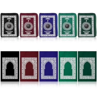 Imagem de Tapete portátil de oração de viagem com bússola 60 x 100 cm muçulmano islâmico impermeável tapete de oração de poliéster com bolsa de bolso para presentes Ramada Eid (5)