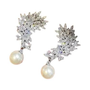 Imagem de Brincos Modernos Femininos Com Pérola Imitada, Joias De Luxo Para Casa