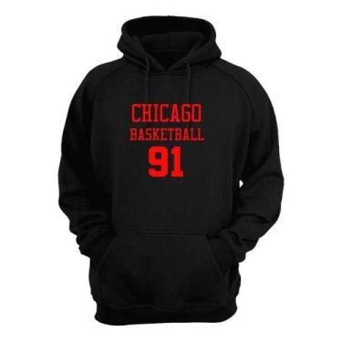 Imagem de Blusa Moletom Capuz Basquete Chicago Basketball Número 91 - Loja Click