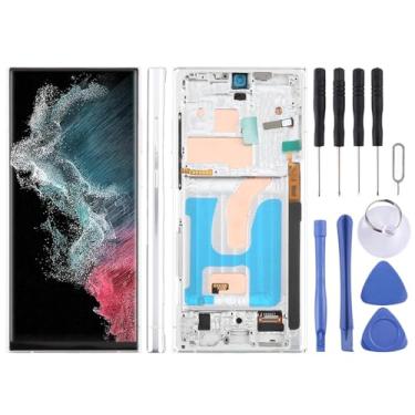 Imagem de Hiregolish Peças de reparo de tela, para Samsung Galaxy S22 Ultra 5G SM-S908B digitalizador de tela LCD TFT de 6,7 polegadas, montagem completa com moldura, não suporta identificação de impressão
