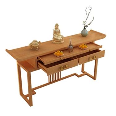 Imagem de Mandir Mesa de oferta doméstica de madeira maciça, moderna e simples, estilo antigo, deus da riqueza buda nicho, mesa de incenso, novo estilo chinês, mesa de oferta de nave econômica, altar de