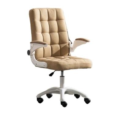 Imagem de CFGH6FDF Cadeira de trabalho para escritório em casa com apoios de braço ajustáveis, cadeira de escritório de tecido macio e confortável, cadeira de estudo, assento giratório médio, cadeiras de mesa