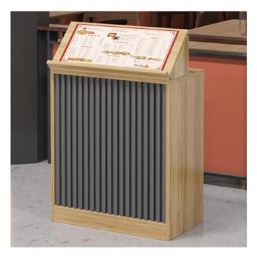 Imagem de Recepção com gaveta com trava, mesa de recepção com armário de armazenamento, balcão de recepção de varejo moderno, balcão de recepção para supermercado loja de conveniência hotel (tamanho: 60 x 50 x