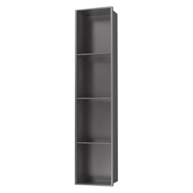 Imagem de Nicho de chuveiro de aço inoxidável – Suporte de armazenamento de xampu para banheiro, prateleiras embutidas para artigos de higiene e livros, organizador moderno para cozinha, sala de estar