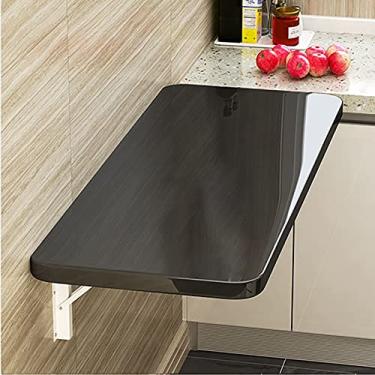 Imagem de Mesa dobrável montada na parede, mesa de computador, mesa de jantar dobrável, mesa de parede flutuante, bancada de trabalho dobrável para casa, bar, escritório, quarto, cozinha, jantar (cor: preto, si