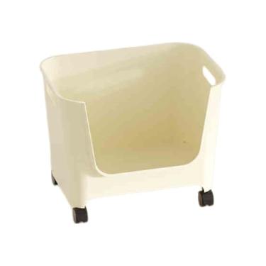 Imagem de Rack de armazenamento de carrinho branco de 3 camadas com rodízios - Fácil de montar, armazenamento que economiza espaço para cozinha, banheiro, sala de estar, escritório, varanda - Design aberto