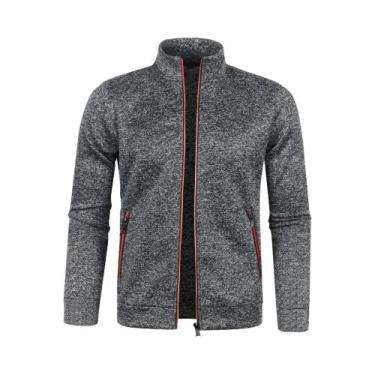 Imagem de Jaqueta Masculina De Inverno Com Zíper Longo, Bloco De Cores, Pelúcia,
