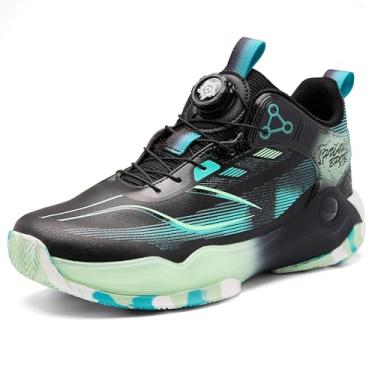 Imagem de CJSPORX Tênis de basquete masculino, respirável, antiderrapante, moderno, esportivo, Preto e verde - 7, 41