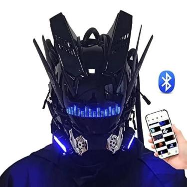 Imagem de Máscara Cosplay LED Bluetooth Punk Masculina, Acessório Futurista Para