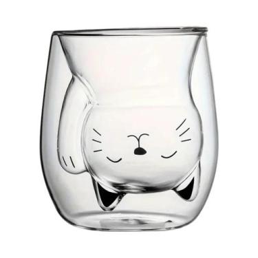 Imagem de Canecas De Vidro Com Design De Gato, Dupla Camada, Resistentes Ao Calo