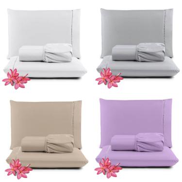Imagem de Kit Jogo de Cama Lençol Casal Pratik 3 Peças com 4 Un. Cores 1 - 100% Poliéster