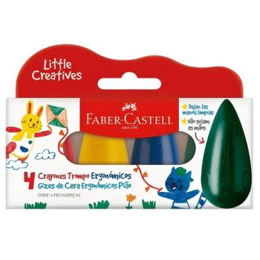 Imagem de Giz de Cera Curto 4 Cores Ergonômico Pião  Faber-castell - FABER CASTE