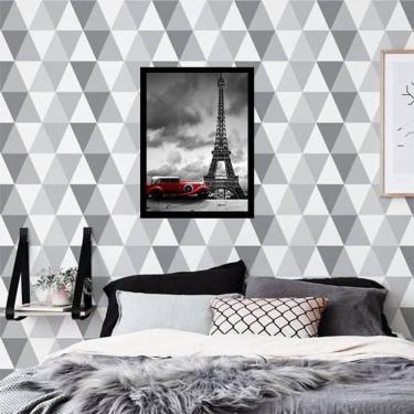 Imagem de Quadro Carro Vermelho Torre Eiffel 33X24 Com Vidro - Preta