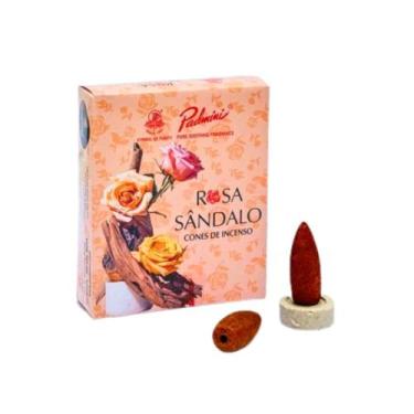 Imagem de Incenso de Cone Rosa Sândalo - Padmini - 10 Cones com Base - no-brand
