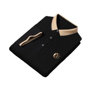 Imagem de Camisa Polo Masculina De Verão Casual De Negócios Em Seda Gelada Respi