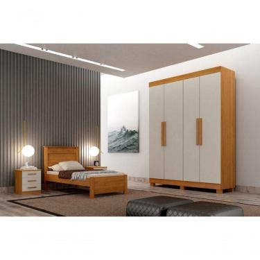 Imagem de Guarda Roupa Solteiro 4 Portas 2 Gavetas - Canadá-cinamomo/off White - Leifer Móveis