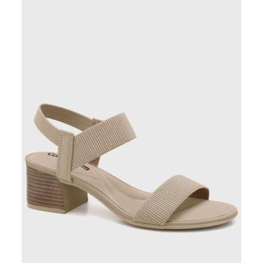 Imagem de Sandália Feminina Salto Grosso Comfortflex Bege-37061, Bege, 35