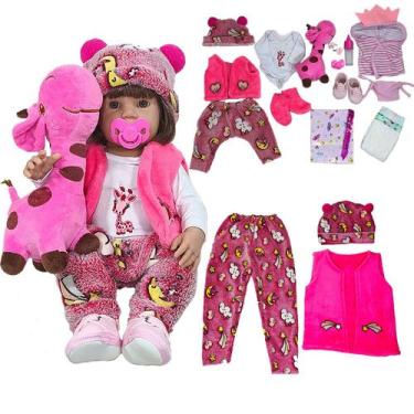 Imagem de Bebê Reborn Boneca Silicone Girafinha Mãe Filha Mamãe Reborn