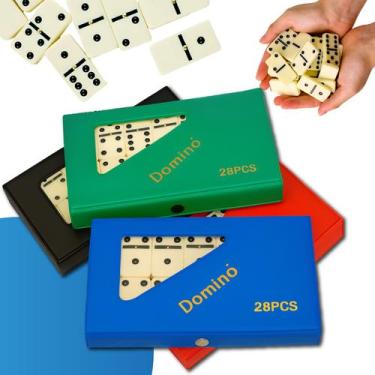 Imagem de Domino De Osso 8mm 28 Peças Profissional Com Estojo Para Guarda Double