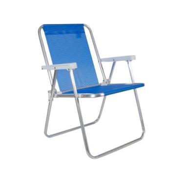 Imagem de Cadeira de Praia Alta Alumínio Sannet Azul-Claro 110kg Mor, Azul