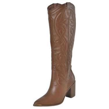 Imagem de Bota Feminina Salto Alto Bloco Elegancia Country Via Marte