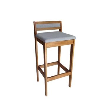 Imagem de Banqueta Baixa 70cm para Bancada Assento Estofado em Linho Cecilia cor