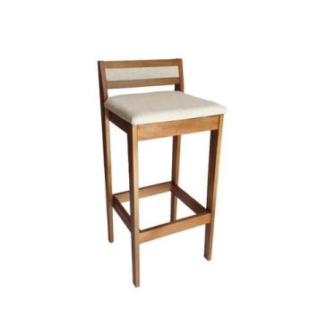 Imagem de Banqueta Baixa 70cm para Bancada Assento Estofado em Linho Cecilia cor