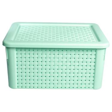 Imagem de Caixa Organizadora Rattan 7 Litros Verde Unidade - Giotto