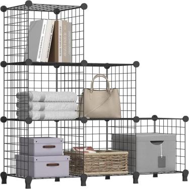 Imagem de Estante Modular 8 Prateleiras Organizador Brinquedos Livros em Aço Nobre e ABS Preto CG...