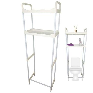 Imagem de Rack Estante Banheiro Su Org 4 2 Prateleiras Aço 51cm Branco e Off-White